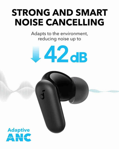 Anker Soundcore R50i NC Noise Cancelling Earbuds, Strong and Smart ANC , Powerful Bass, Up to 45H Playtime, 2-in-1 Case and Phone Stand, IP54, Wireless Earbuds, Bluetooth 5.4, App Control