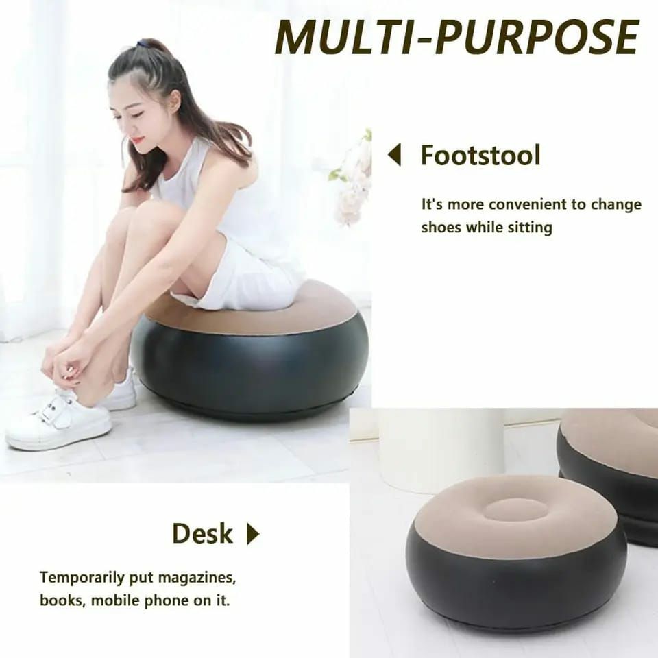Inflatable Lounge Chair with Footrest, Portable Inflatable Seats, Flocked Sofa, Inflatable Chair