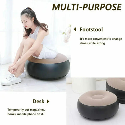 Inflatable Lounge Chair with Footrest, Portable Inflatable Seats, Flocked Sofa, Inflatable Chair