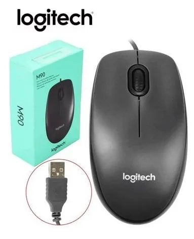 Logitech M90 USB Optical Mouse 800 DPI Ambidextrous Design for Left & Right Handers