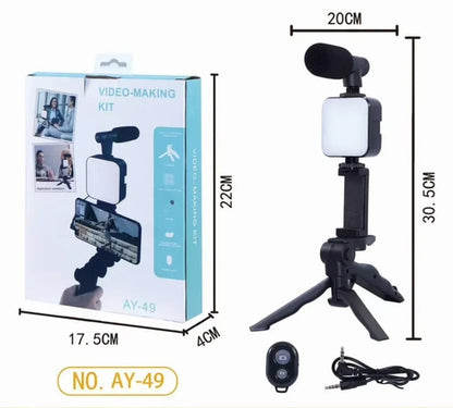 Video Making Vlog Tripod Kit AY-49 with Microphone and Light