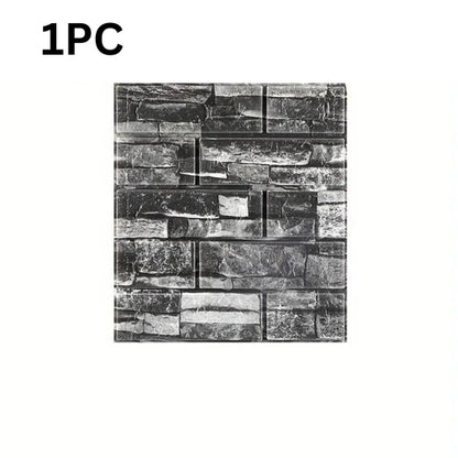 5Pcs 3D Wall Stickers Wallpaper Foam Soft Tiles, Bedroom Faux Brick Wallpaper Decoration, Waterproof