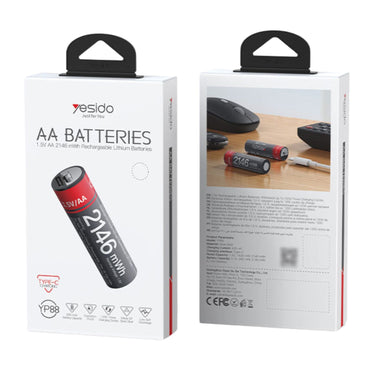 Yesido YP88 1.5V AA Type-C Rechargeable Lithium-ion Battery Pack – 4 Pcs For Digital Camera , Wireless Mic , Mouse , Keyboard