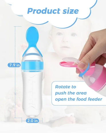 Newborn Infant Portable Silicone Feeding Bottle with Spoon Bottle Nipples & Accessories