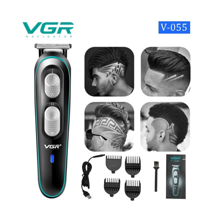 VGR V-055 Professional Rechargeable Cordless Electric Hair Clippers Trimmer Haircutting Kit with 4 Guide Combs for Men (3, 6,