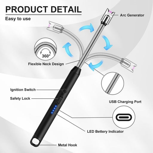 Gas and BBQ Lighter - Multi-Purpose Refillable Butane Lighter with Long Nozzle