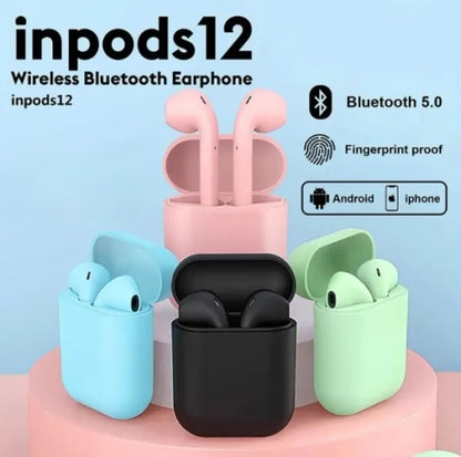 InPods 12 TWS Bluetooth 5.0 Wireless Earbuds with Stereo Bass, Touch Control & Multi-Color Design