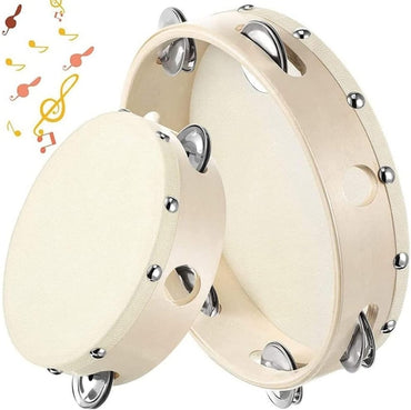 Rabana Drum Adults Kids Church Tambourine Drum with Metal Jingles