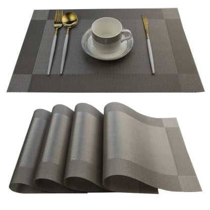 6PCS Heat Resistant Washable PVC Table Mats with Cup Mug Coaster Holders for Dining