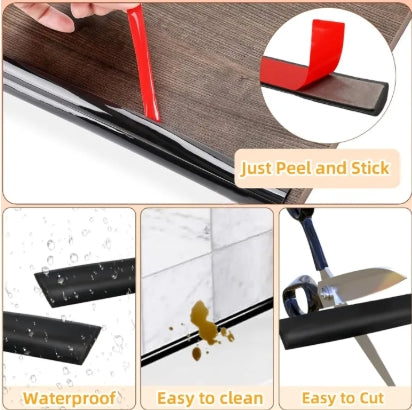 Self-Adhesive Caulking Strip Flexible Molding Wall Trim Wall Edging Strip 3Mtr/BLACK