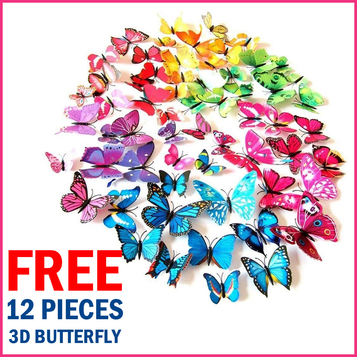 FREE 12 PCS 3D BUTTERFLY WITH Complete Set 91-Piece Premium Blue Balloon Garland Kit for Party Decoration, Unisex Balloon Arch Set for All Ages