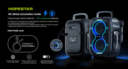 HOPESTAR PARTYONE CLUB 650W High Power PartyboX Bluetooth Speaker with Dual Microphones