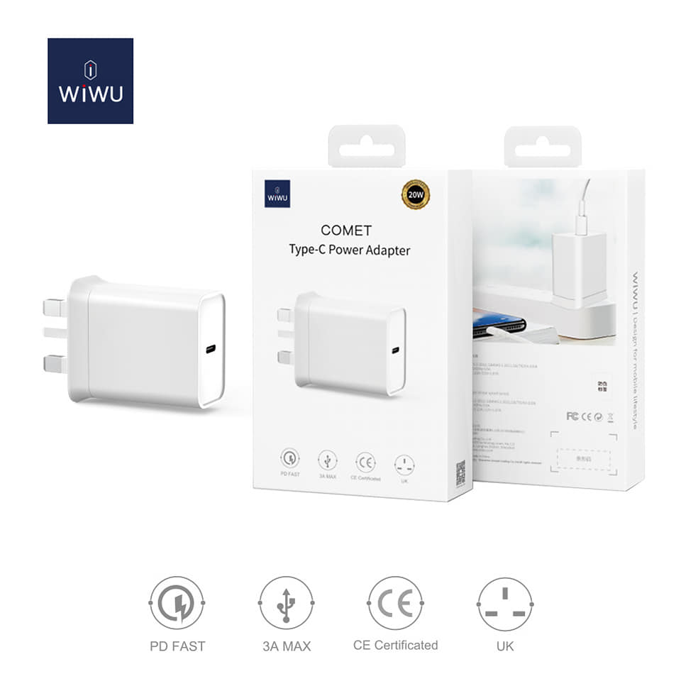 WIWU Comet 20W Type-C UK Power Adapter PD 3.0
