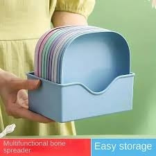 Square Plastic Dinner Plate Set (Set of 10 Pcs) Colorful Snacks/Breakfast Plate with Stand