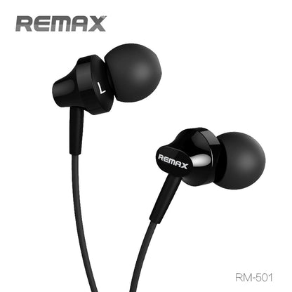 Original Remax RM-501 High Performance Wired In Ear Earphone Stereo with Mic, 3.5mm Jack