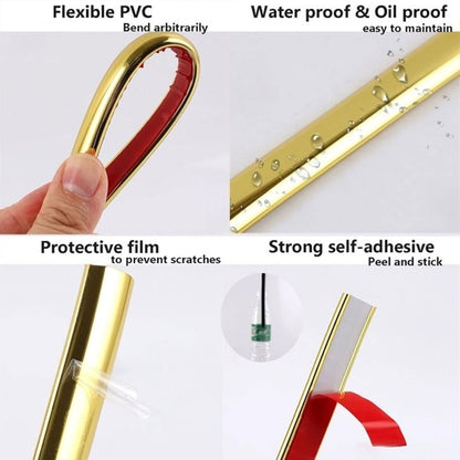 Self-Adhesive Caulking Strip Flexible Molding Wall Trim Wall Edging Strip 3Mtr/GOLD