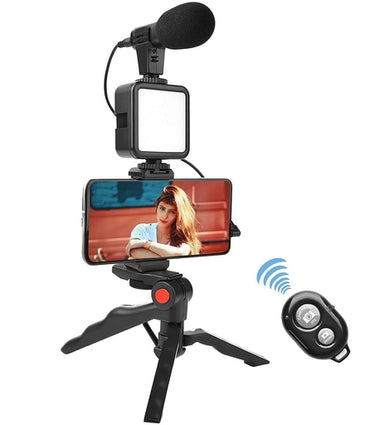 Video Making Vlog Tripod Kit AY-49 Video Making Vlog Tripod Kit with Microphone and and Light