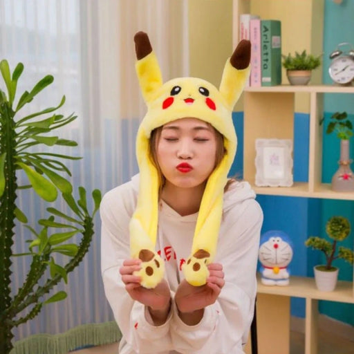 Bunny Hat Light up Cute Plush Pikachu Hat Moving Ears with Colorful Led Random Clrs