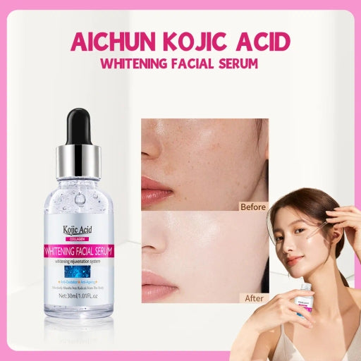 Kojic Acid Collagen Facial Serum Hydrating Brightening Freckle Dark Spot Care Essence