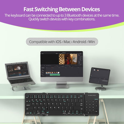 Nillkin Cube Pocket Foldable Keyboard with TrackPad & Wireless Bluetooth, Portable Travel Keyboard