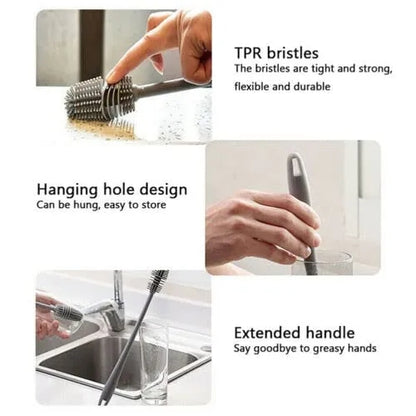 Soft Silicone Brush with Long Handle for Bottle