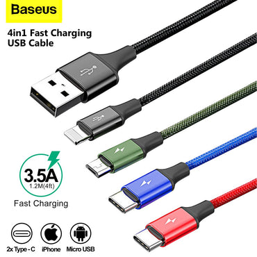 Baseus - 4 In 1 Multiple Cable - 1.2M 3.5A - Lightning*2+Type-C+Micro USB - Fast Charging Cable
