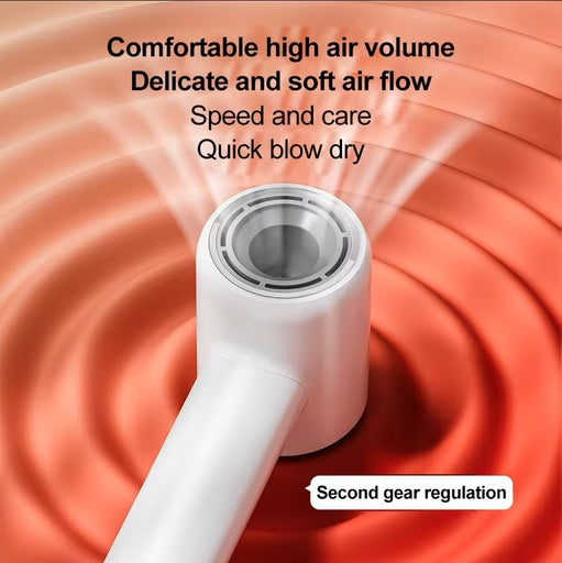 White Leafless Hair Dryer with Strong Airflow, Quick Drying and Low Noise Design