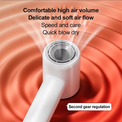White Leafless Hair Dryer with Strong Airflow, Quick Drying and Low Noise Design