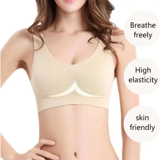 Women’s Seamless Sports Bra Camisole Crop Top – XXL/3XL, Black, Wireless Fitness & Yoga Underwear