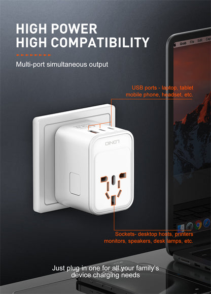 Ldnio Z6 GaN 65W Universal Adapter All-In-One Adapter