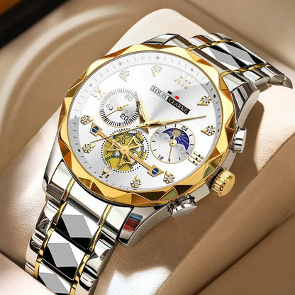 LOUIS CLARKE Men's Multifunction Quartz Watch - 6-Hand Chronograph Style