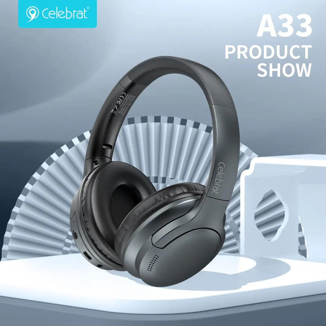 Celebrat A33 Super Bass ANC Noise Reduction Bluetooth Headphones
