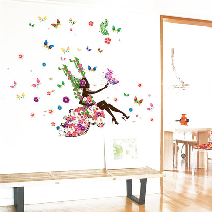 Flower Cycle Girl Butterfly Bird sticker plants room wallpaper bedroom nursery window decor without Radium stars star wall stickers wall decoration flower butterfly wedding decoration birthday decoration kids room decoration Wall Sticker Buy More Model 06
