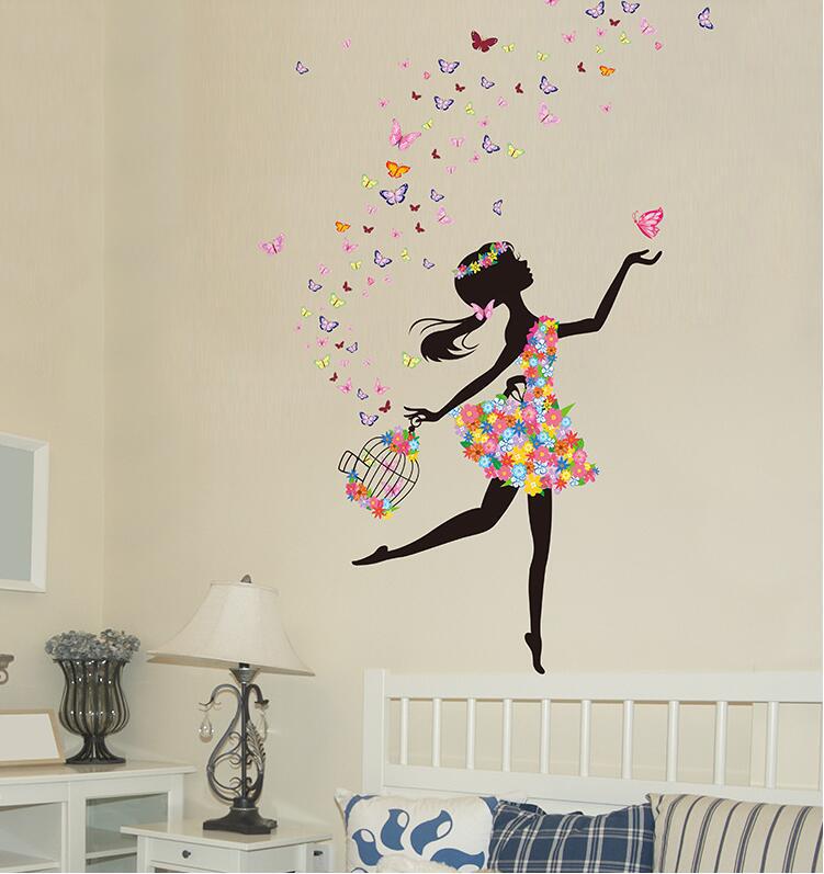 Flower Cycle Girl Butterfly Bird sticker plants room wallpaper bedroom nursery window decor without Radium stars star wall stickers wall decoration flower butterfly wedding decoration birthday decoration kids room decoration Wall Sticker Buy More Model 10