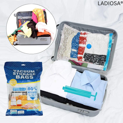 5-Pack Vacuum Storage Bags with Hand Pump: Space-Saver Compression Bags for Bedding, Towels & Travel