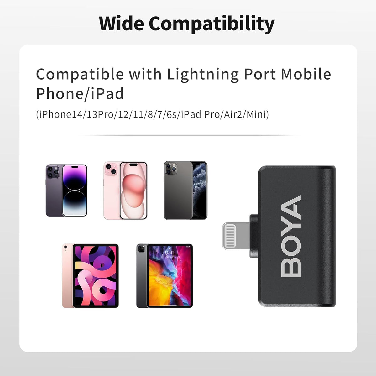 BOYA Omic-D Wireless Lavalier Microphone for iPhone MFi Certified, Noise Cancelling Lapel Mic Wireless with Magnetic Clip iPhone Microphone for Video Recording YouTube Vlog