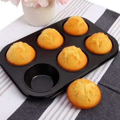 6-Cavity Cupcake Baking Tray Nonstick Cake Baking Mold Tray