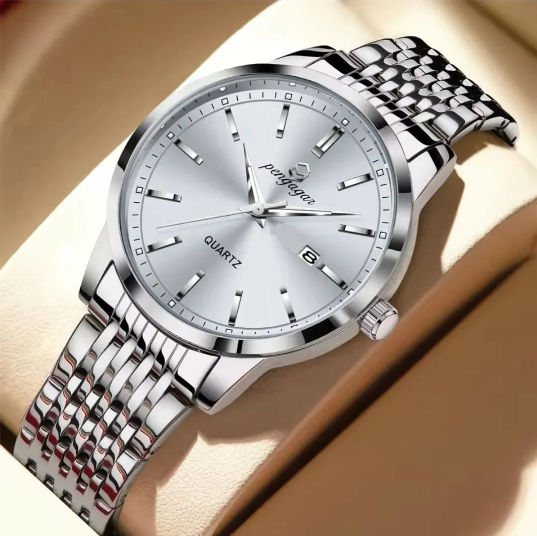 POEDAGAR Brand Business Men Watches Luxury New Top Waterproof Stainless Steel Quartz Wrist Watch Man
