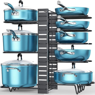 Multi-Layer Iron Wire Pot Organizer with Lid Holder