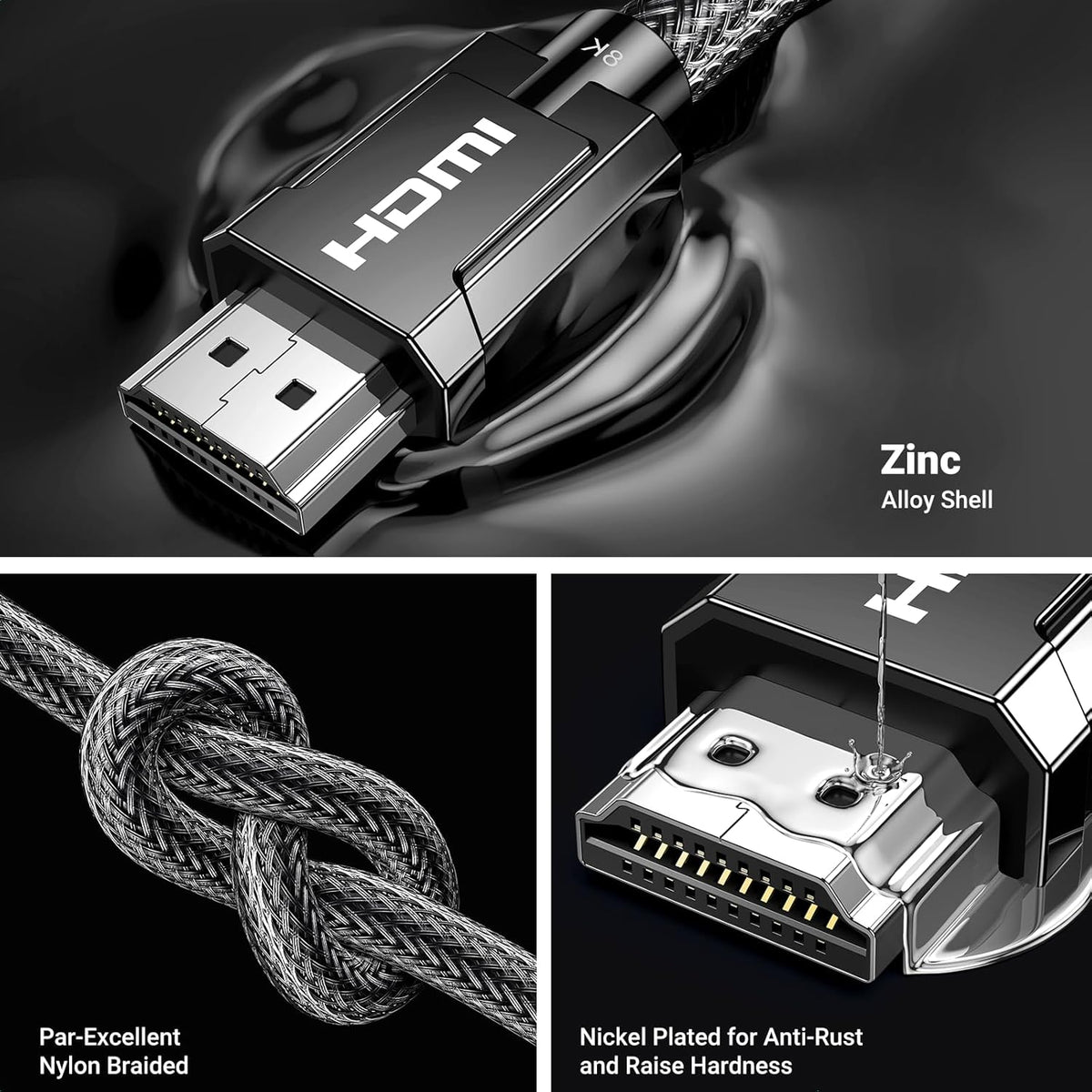 UGREEN 8K HDMI 2.1 Cable Certified 6.6FT, 10K Ultra High Speed HDMI Cord 4K 240Hz 48Gbps HDCP 2.2&2.3 eARC HDR Dolby Compatible for PS5 Xbox Series X/Switch 2/Roku TV/Laptop/Monitor/Mac mini M4 Pro