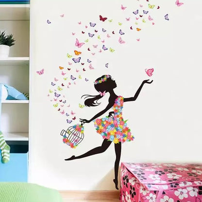 Freedom Girl Butterfly Bird sticker plants room wallpaper bedroom nursery window decor without Radium stars star wall stickers wall decoration flower butterfly wedding decoration birthday decoration kids room decoration Wall Sticker Buy More Model 09