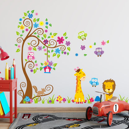 Lions and Friends Cartoon Animals Wall Decal Sticker for Kids' Room Decoration