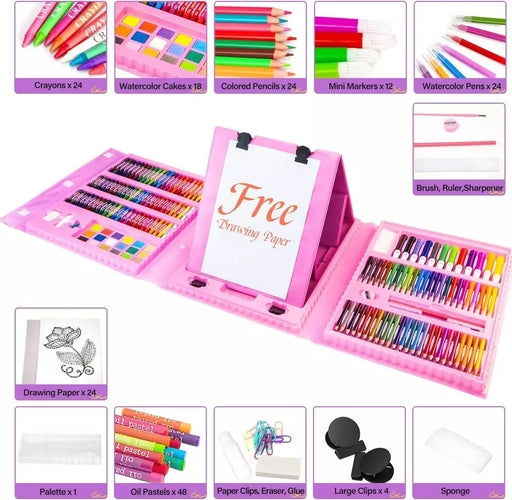 208PCS/168PCS Kids Painting Drawing Art Set with Crayons Oil Pastels Watercolor Markers Colored