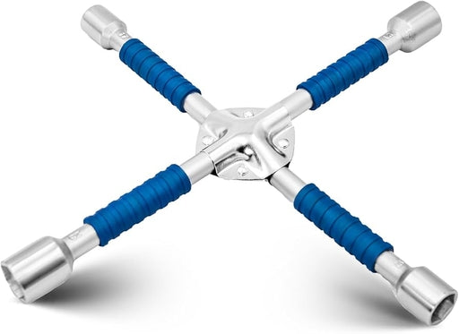 4 Way Lug Wrench Tire 17 | 19 | 21 | 23 Size Universal Nut Cross Heavy Duty Non Slip