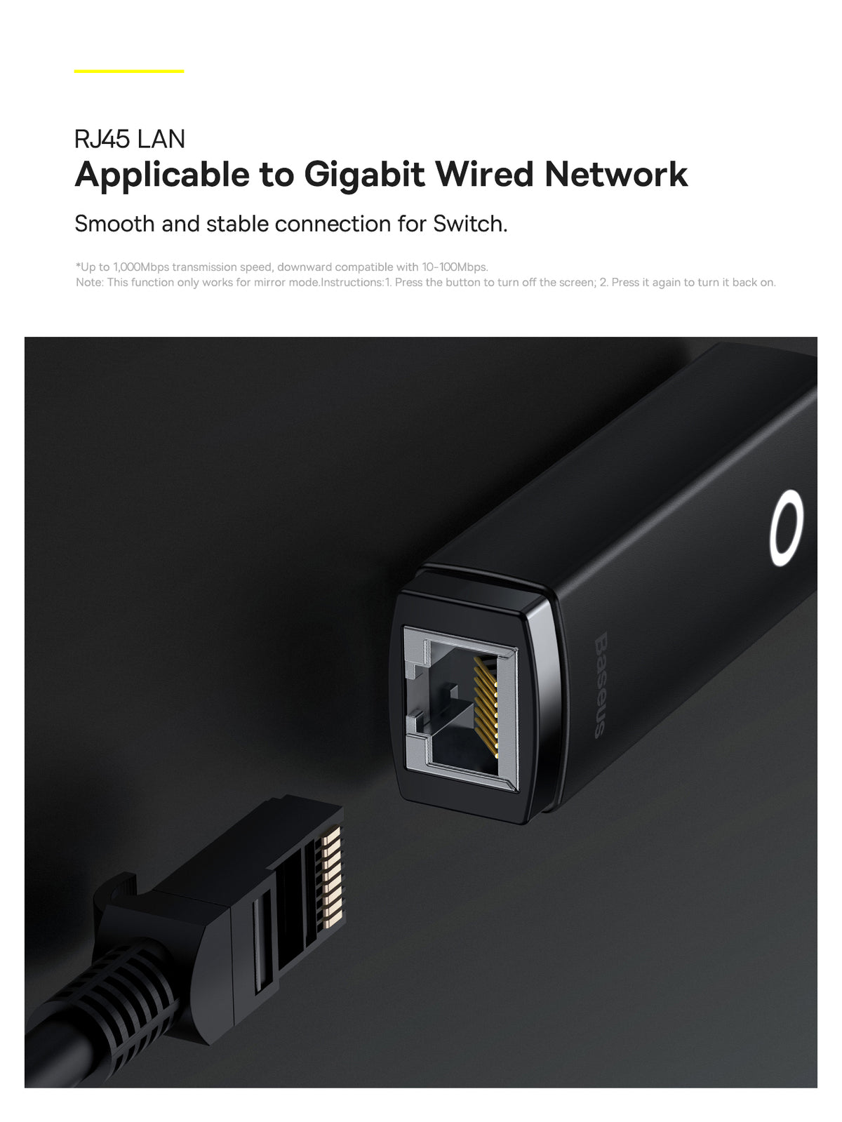 Baseus AirJoy 1000Mbps Type-C to RJ45 LAN Port Ethernet Adapter
