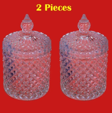 Sugar Pot with Lid Small Glass Trinket Jar (1/2 Pieces)