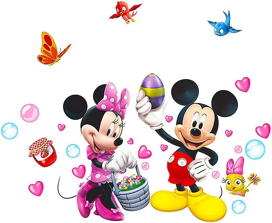 Mickey Mouse Cartoon Animals Theme Kids Wall Art Decal Sticker Decoration for Living Room Nursery Baby Girl Boy Kid Children's Room Bedroom Decoration