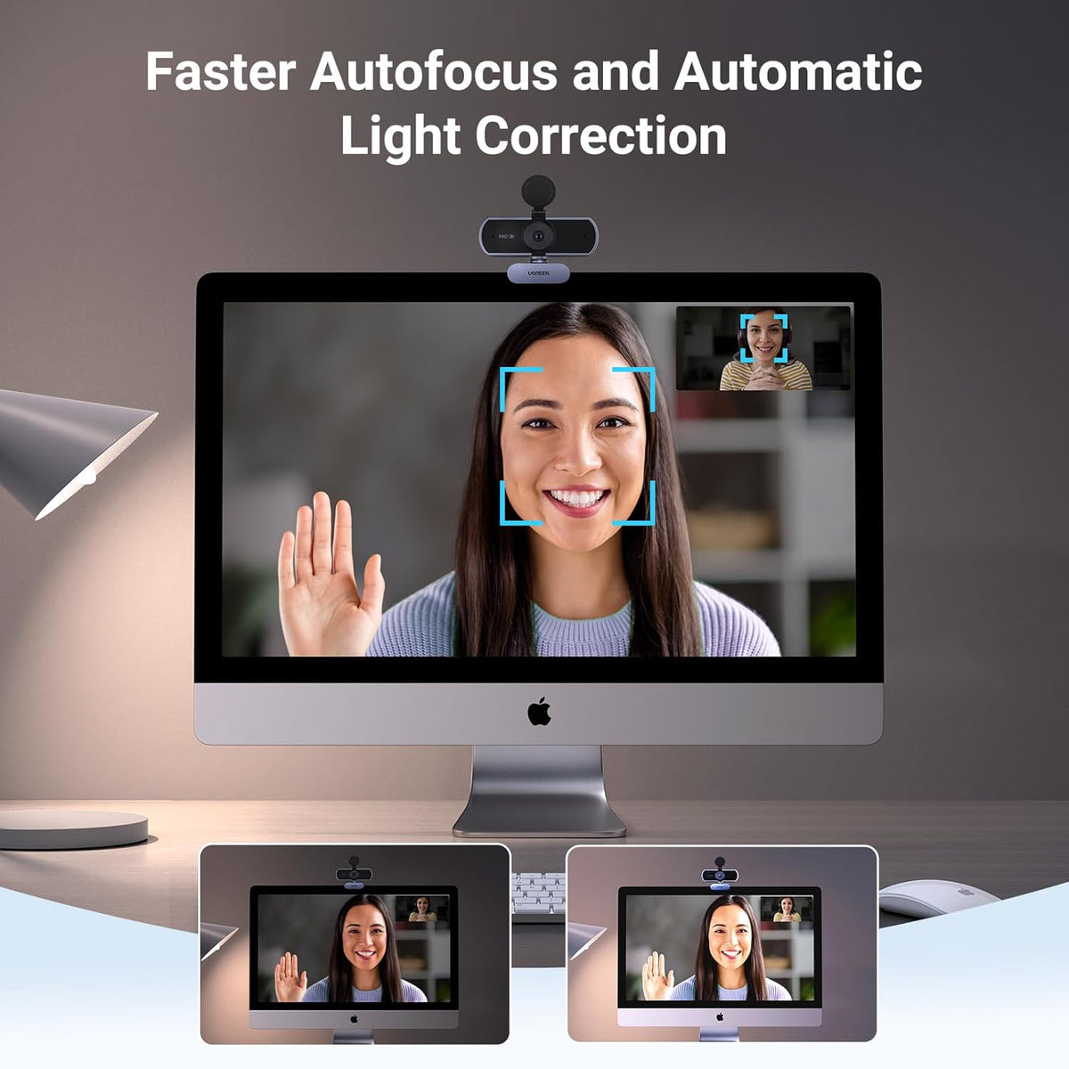 UGREEN 2K Webcam, Full HD 1080P Webcam for PC, Web Camera with Autofocus, Privacy Cover, Dual Noise Cancelling Mics