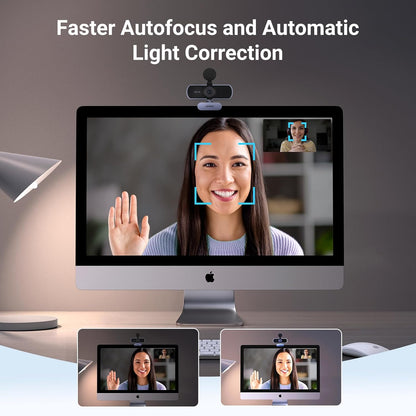 UGREEN 2K Webcam, Full HD 1080P Webcam for PC, Web Camera with Autofocus, Privacy Cover, Dual Noise Cancelling Mics