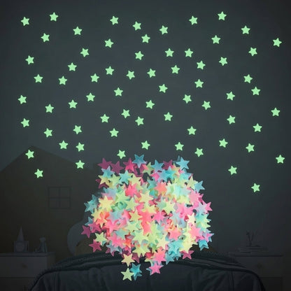 3D Stars Glow in the Dark Wall Stickers and Decor for Kids Baby Room Bedroom